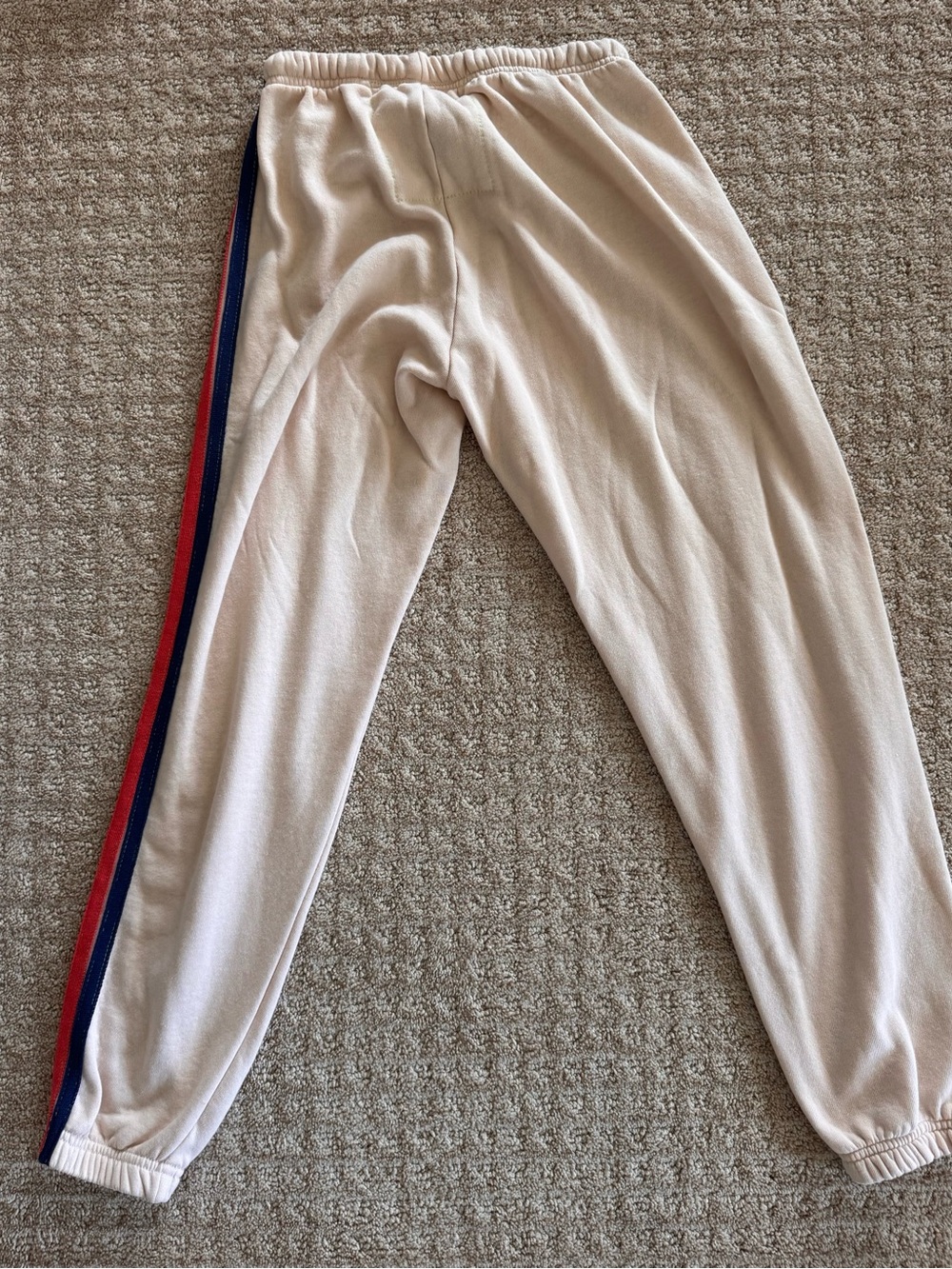 Aviator Nation 5-Stripe Hoodie & Sweatpant Set - Oatmeal / Neon Rainbow - Size S - Picture 6 of 16
